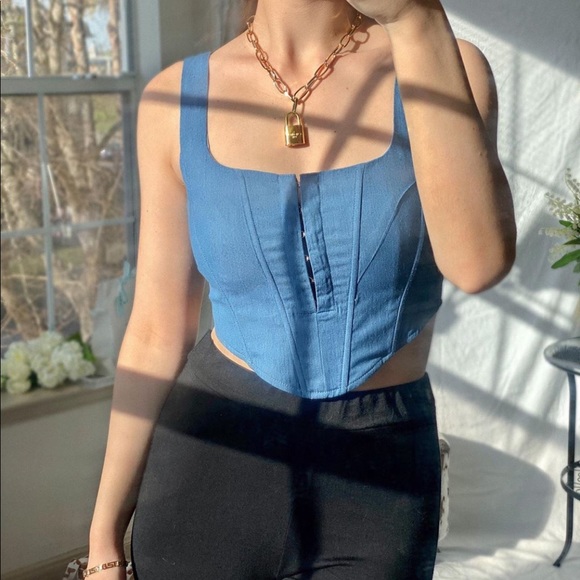 Femme Luxe Finery Tops - NWT Femme Luxe Finery Blue Thick Strap Crop Top